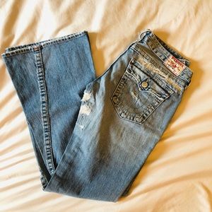 True Religion Joey Distressed Flare Legs